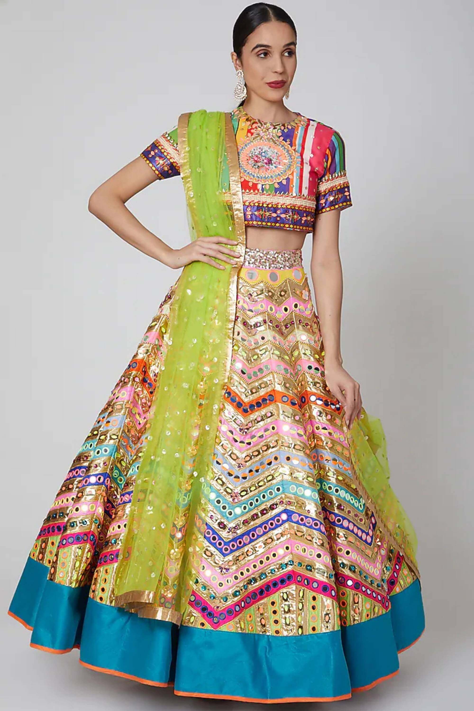 CHEVRON HARITHA MIRROWORK LEHENGHA