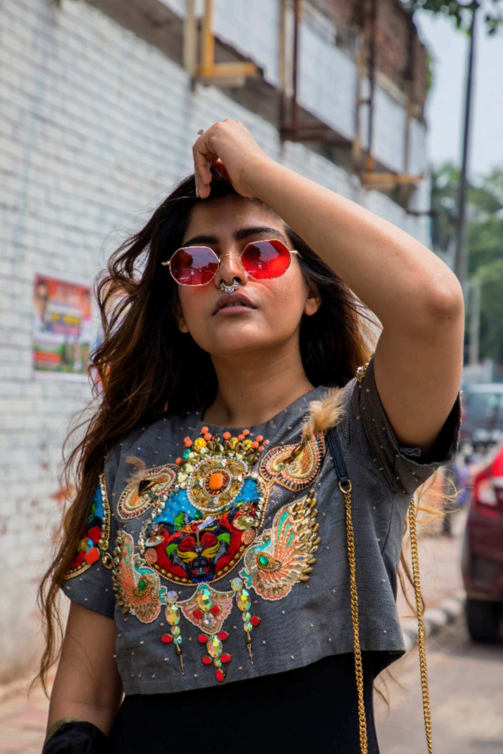 LION RAJA GREY CROP TOP
