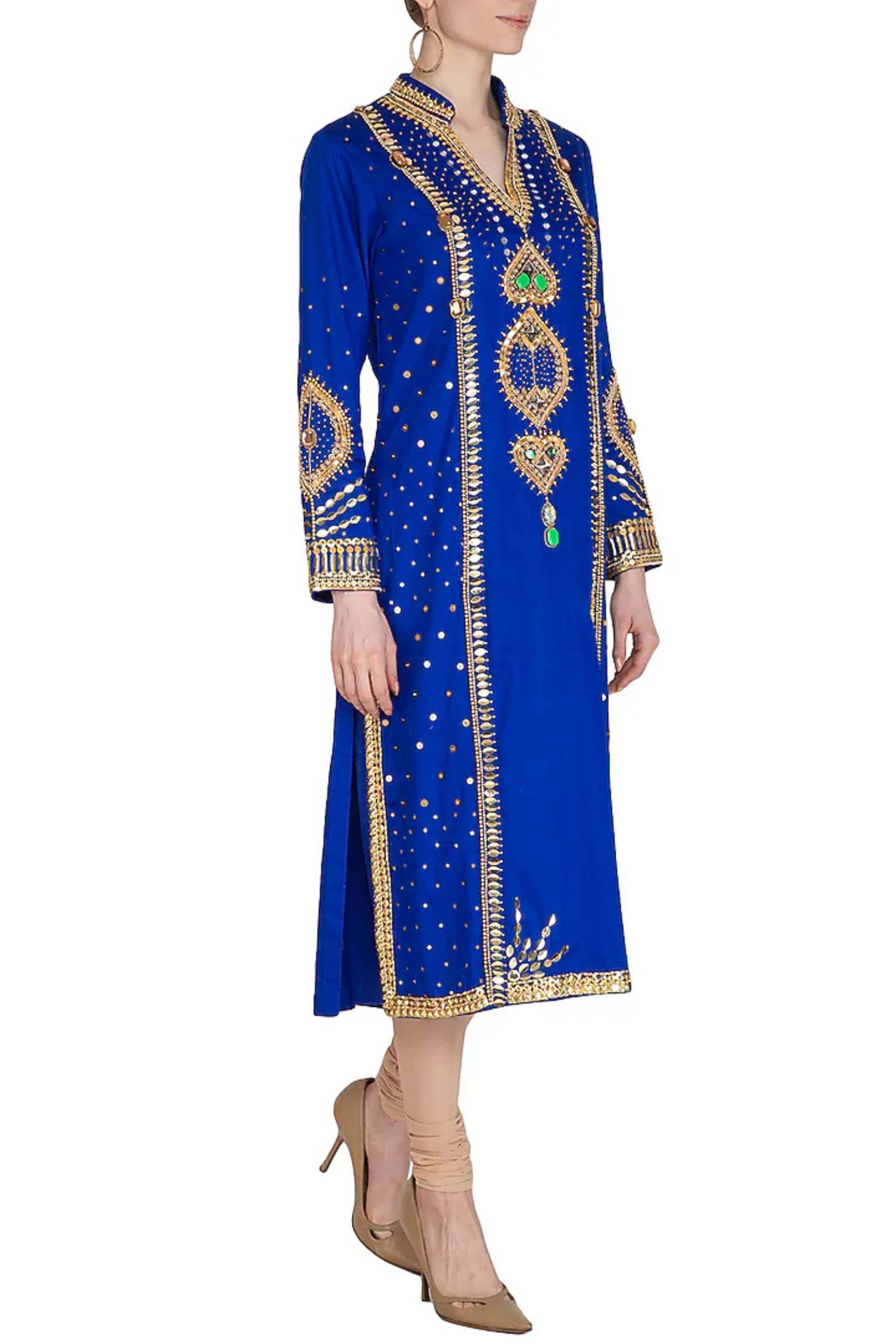 ELECTRIC BLUE GOLD KURTA
