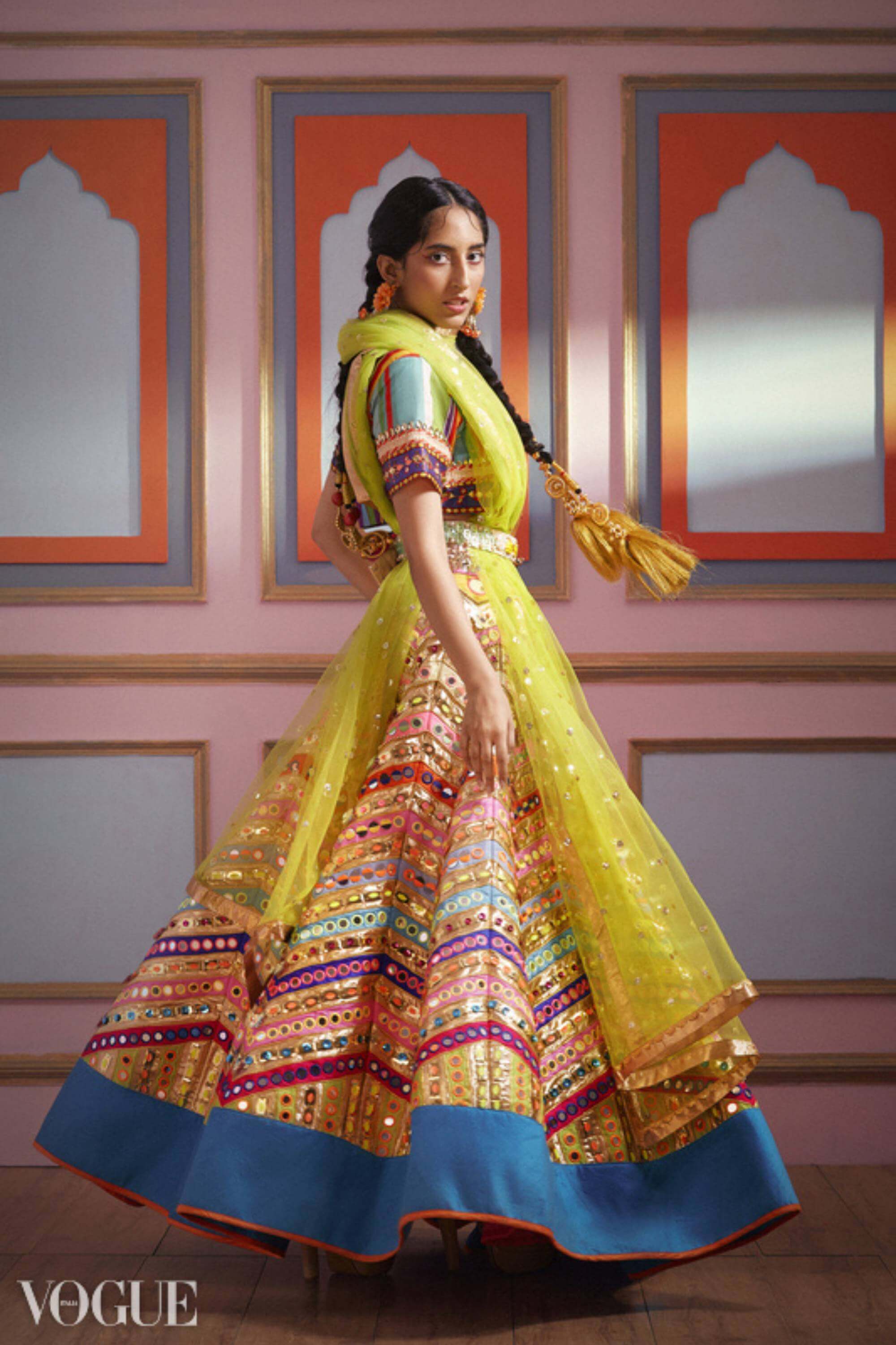CHEVRON HARITHA MIRROWORK LEHENGHA