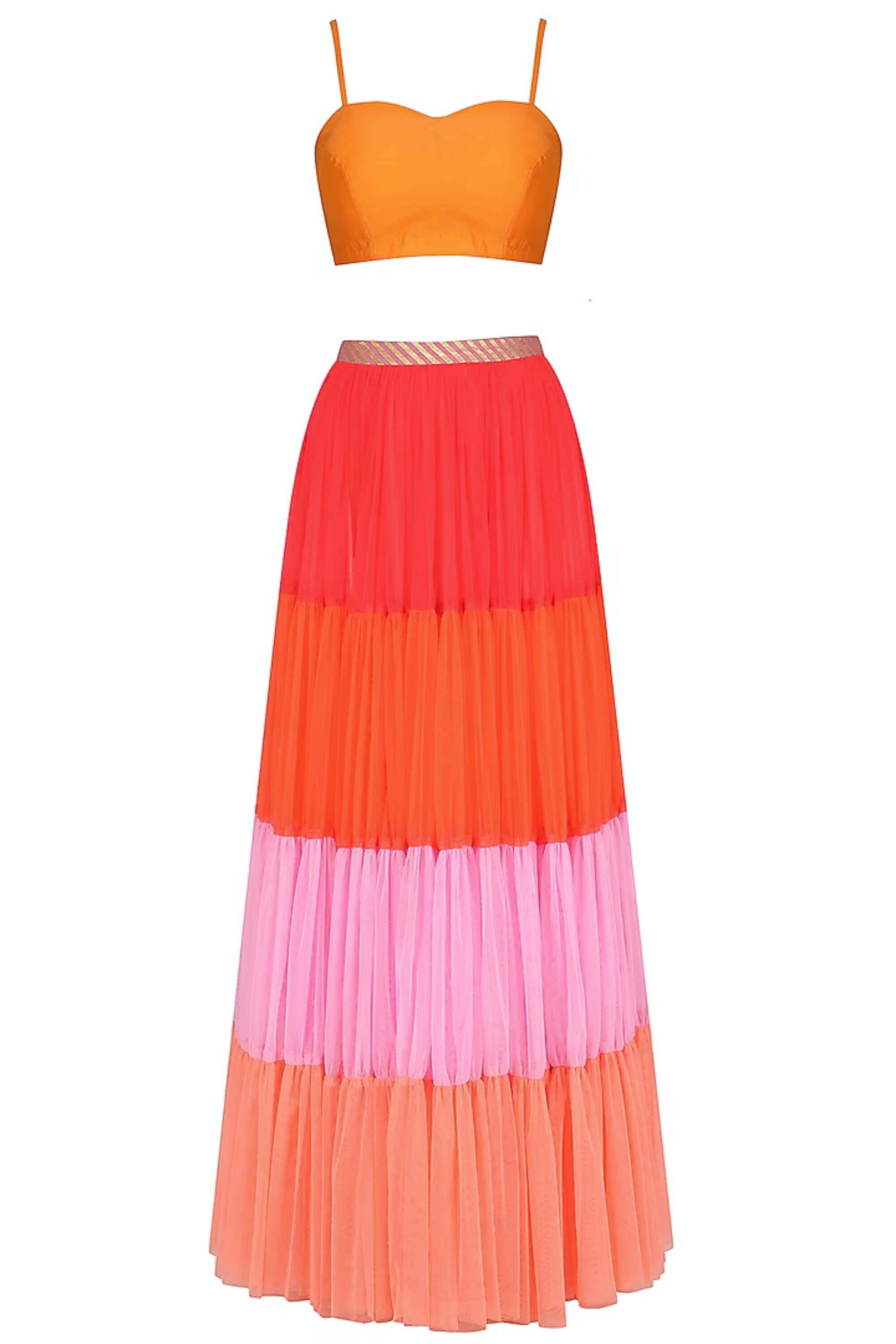 NARANGI SHAAM  SKIRT AND PELUM TOP