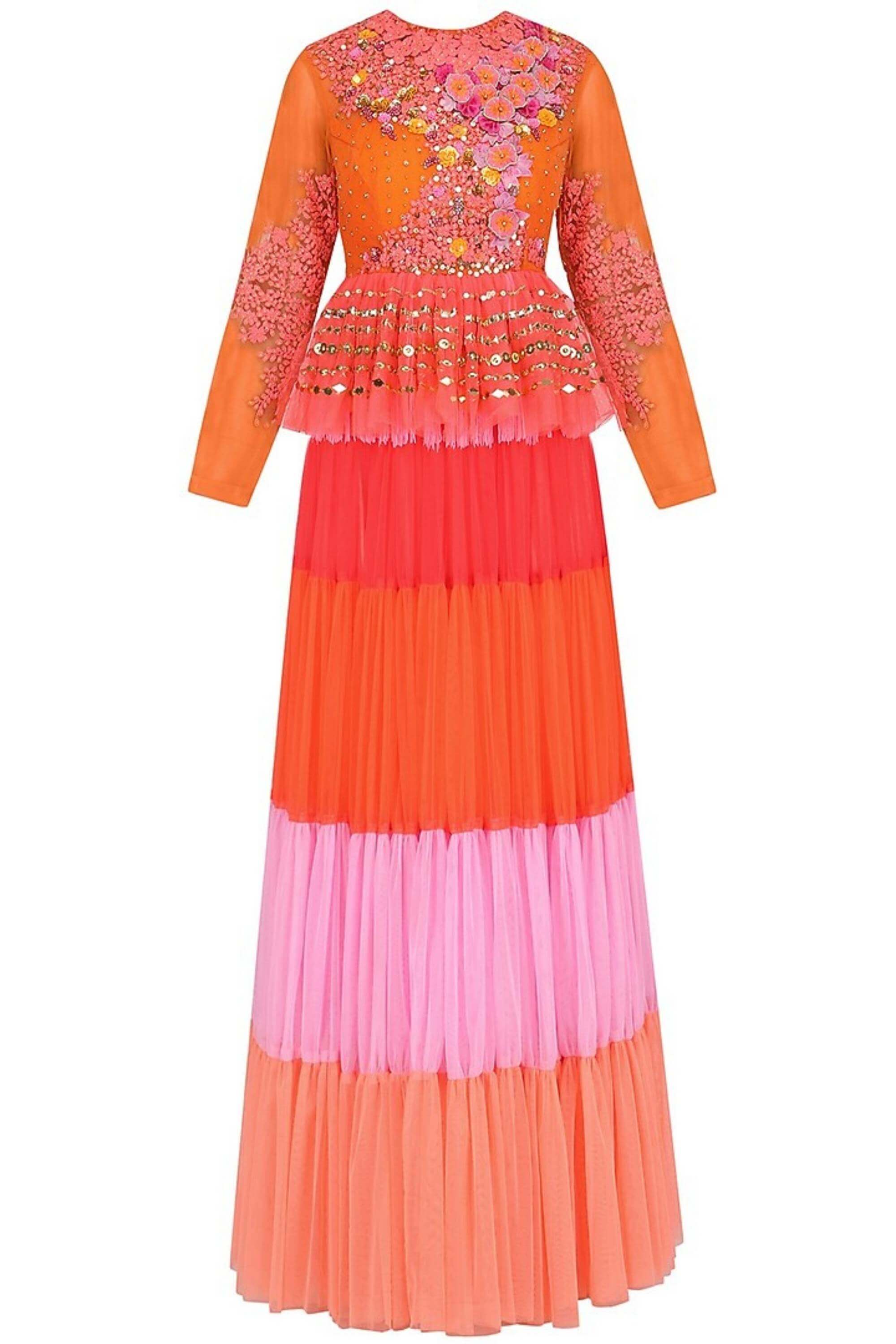 NARANGI SHAAM  SKIRT AND PELUM TOP